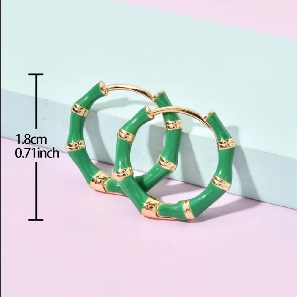 Adorable Spring Green Bamboo hoops Huggies 💚✨ - Picture 2 of 3